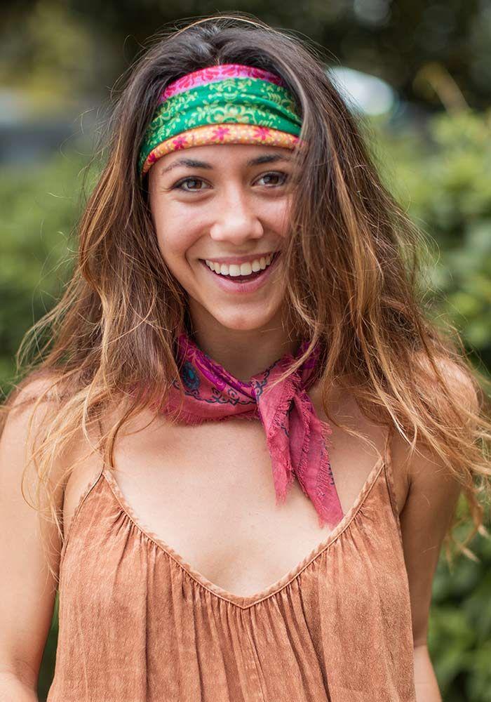 Half Boho Beandeau Red Gold Green