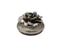 Camelia Large Round Trinket Box Pewter Finish