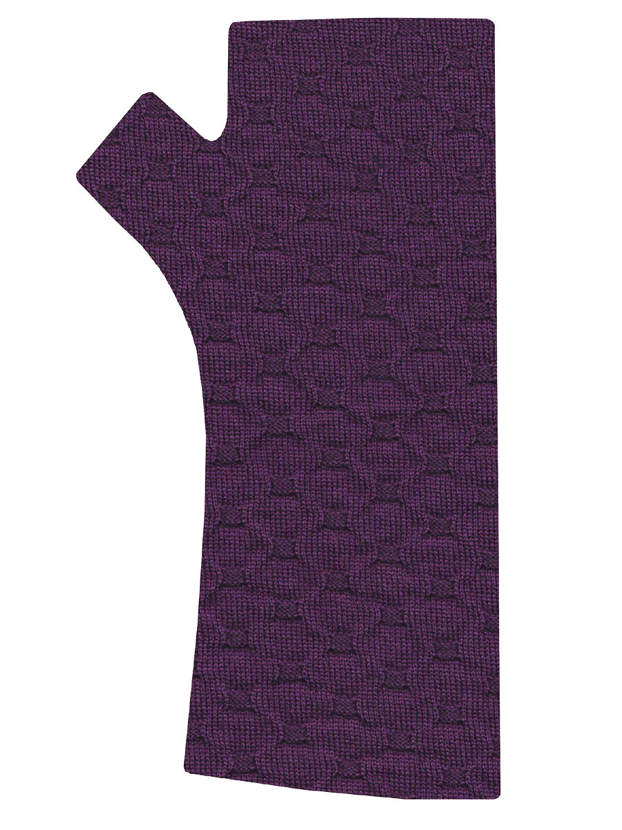 Purple Crosses Knit Merino Fingerless Gloves