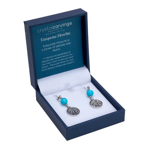 Tree of Life Earring Turquoise Howlite