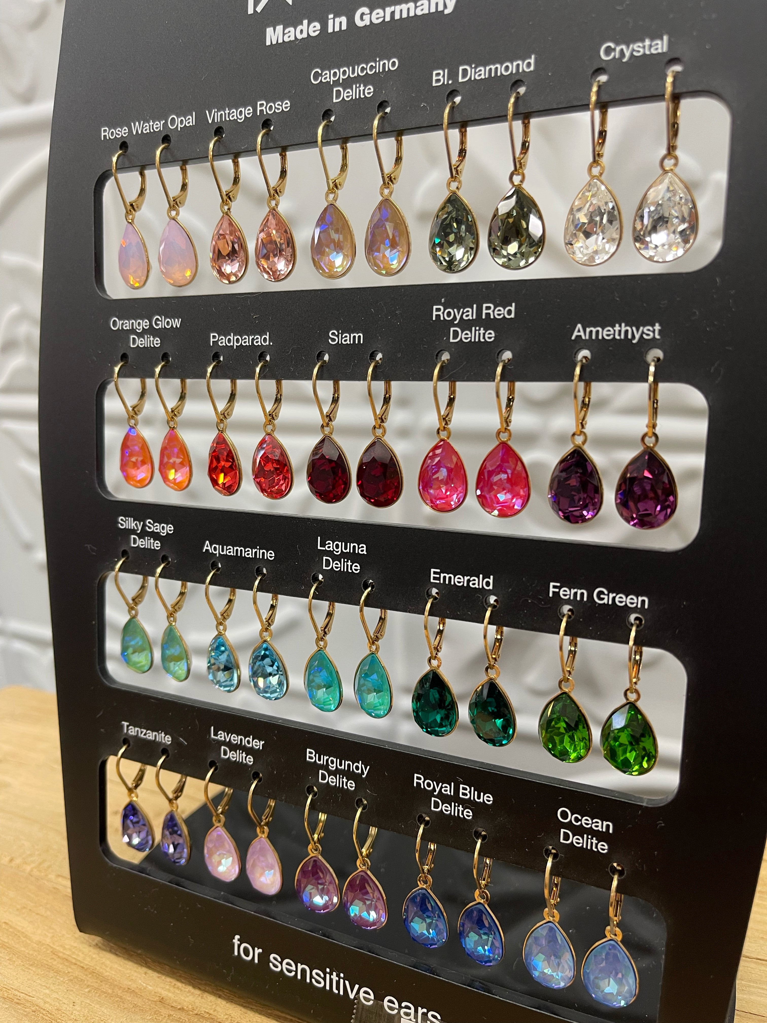 Isa Dambeck Gold Drop Swarovski Earring Assorted Colours