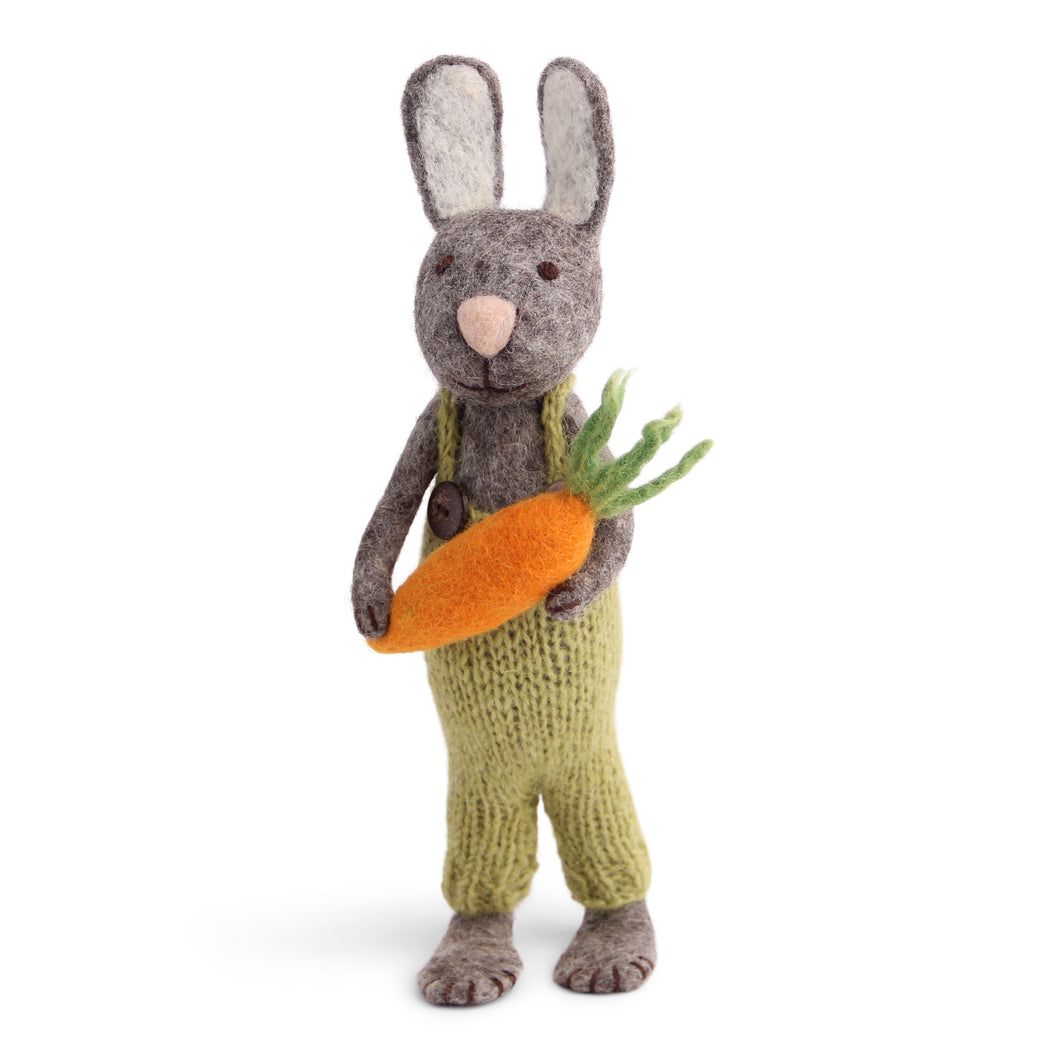 Big Grey Bunny with Green Pants & Carrot