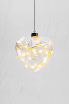 10cm Clear Small Winter Heart Hanging Glass Light