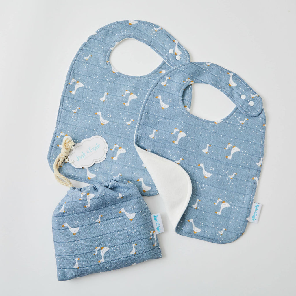 Muslin Bib 2 Pack Blue Goose