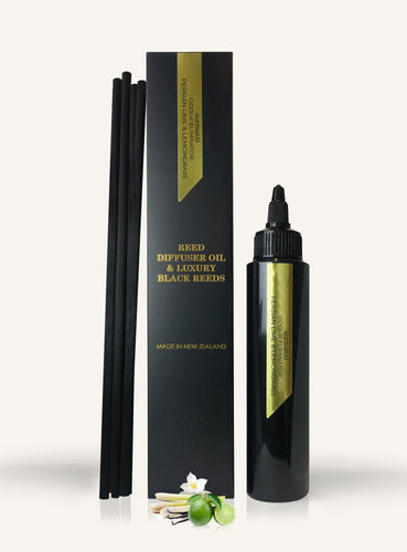 Persian Lime & Lemongrass Reed Diffuser Oil & Luxury Black Reeds Refill - Odour Eliminator