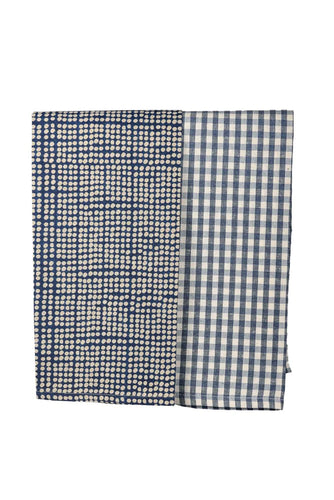 Gingham Tea Towels Blueberry Set of 2