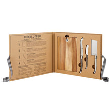 Load image into Gallery viewer, Card Board Book Set Acacia Wood Cheese Board with knives