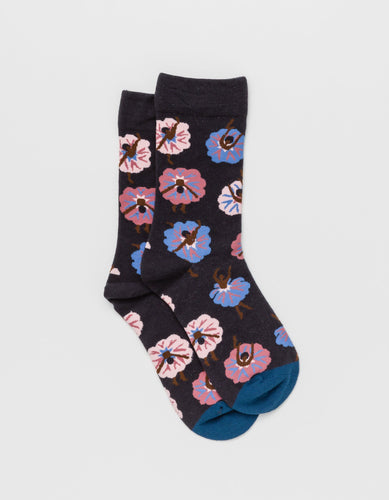 Navy Flowerina Socks