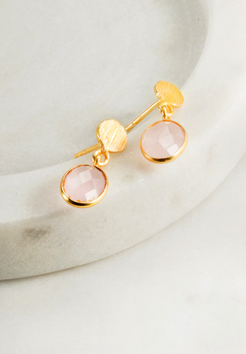 Gold Destiny Earring Rose Quartz