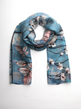 Load image into Gallery viewer, 100% Silk Designer Scarf Blossoms