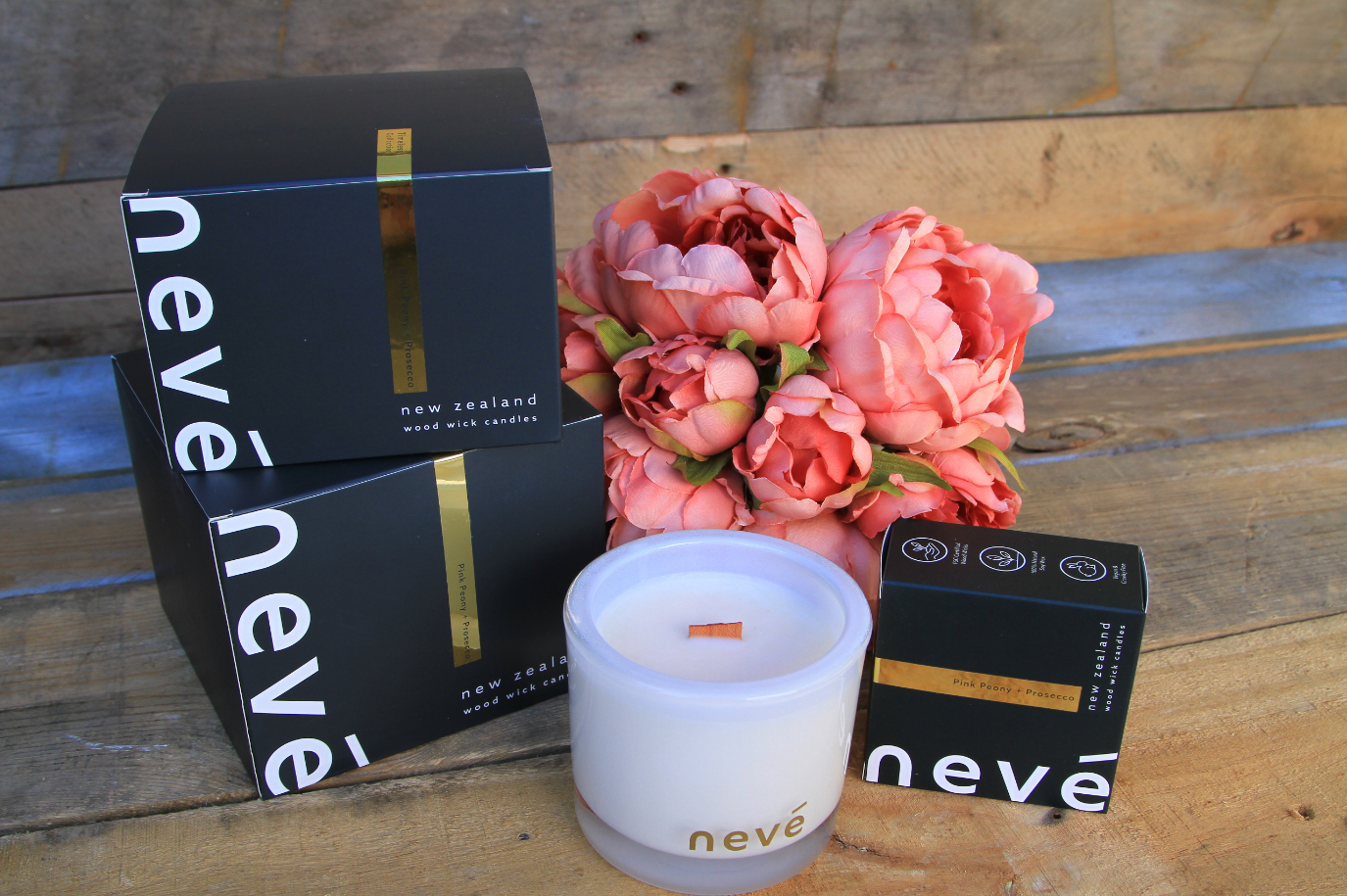 Pink Peony + Prosecco Woodwick Candle