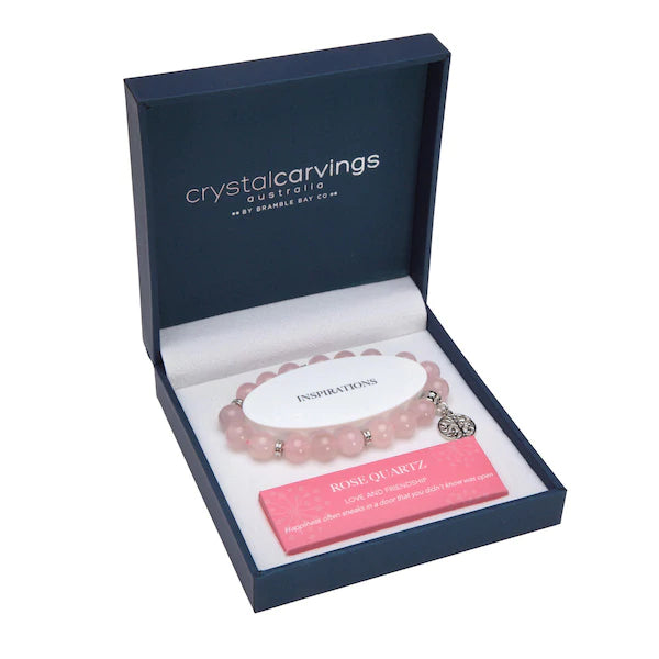 Tree of Life Charm Bracelet Rose Quartz