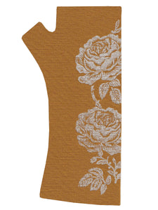Mustard Rose Print Merino Fingerless Gloves