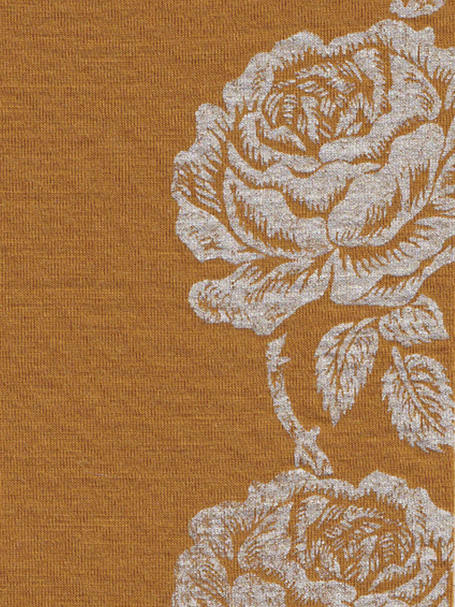 Mustard Rose Print Merino Fingerless Gloves