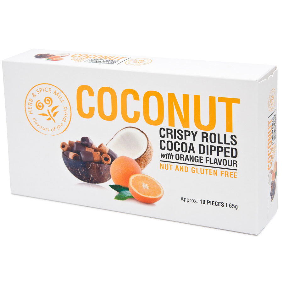 Coconut Crispy Rolls Cocoa Dipped with Orange Flavour