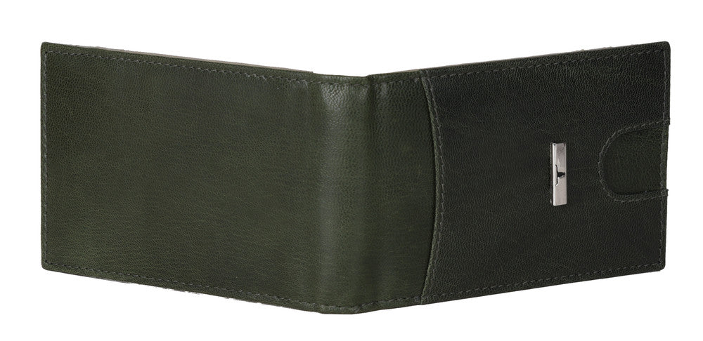 Eddy Slim Leather Wallet in Decker Green/Light Grey