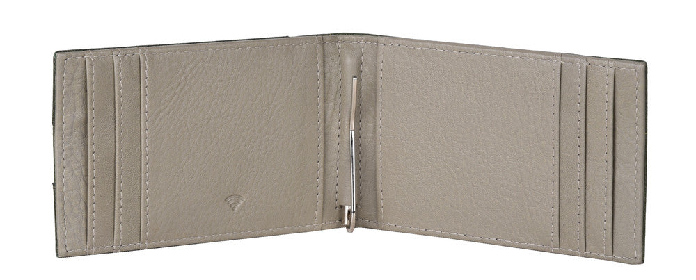 Eddy Slim Leather Wallet in Decker Green/Light Grey