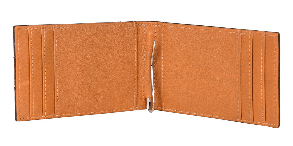 Eddy Slim Leather Wallet in Decker Brown/Mustard
