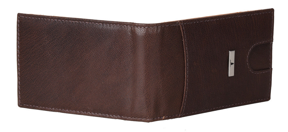 Eddy Slim Leather Wallet in Decker Brown/Mustard