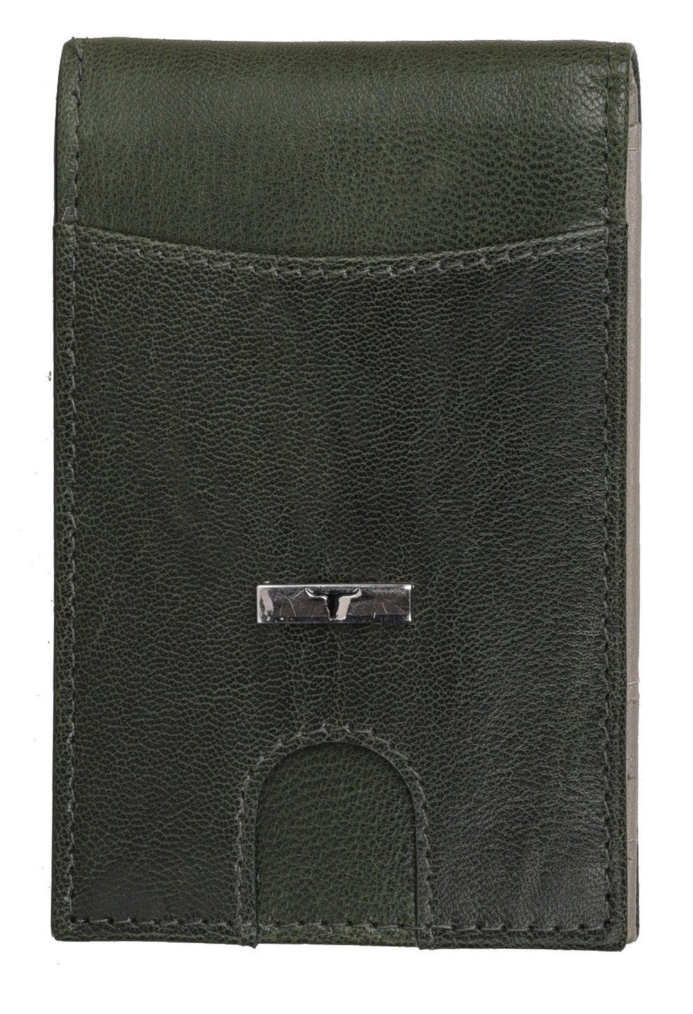 Eddy Slim Leather Wallet in Decker Green/Light Grey