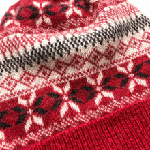 Load image into Gallery viewer, Fairisle Beanie Red, White &amp; Charcoal