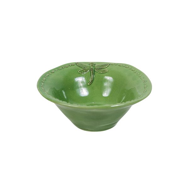 Dragonfly Stoneware Green Salt Bowl