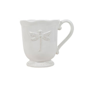 Dragonfly Stoneware White Mug