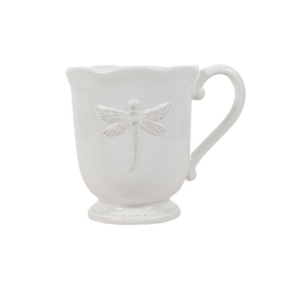 Dragonfly Stoneware White Mug