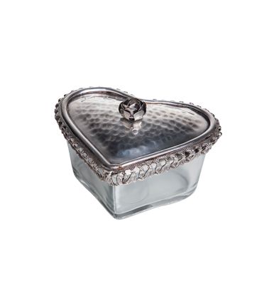 Glass Heart Box with Rose