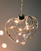 10cm Clear Small Winter Heart Hanging Glass Light