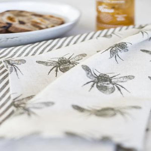 Olive Green Honey Bee Set Of 2 Tea Towels