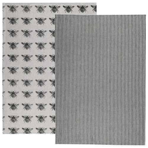 Olive Green Honey Bee Set Of 2 Tea Towels