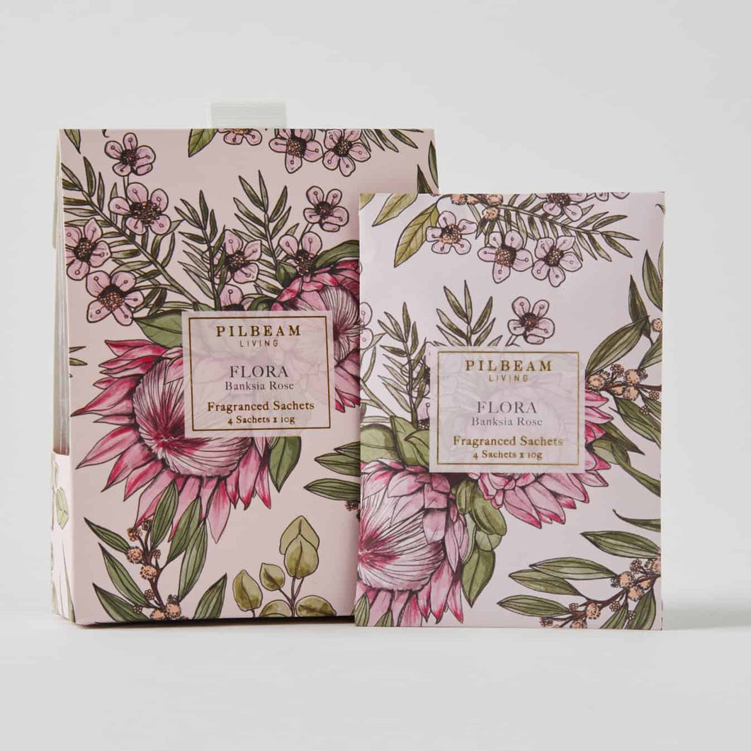 Flora Scented Mini Sachet Pack of 4: Banksia Rose