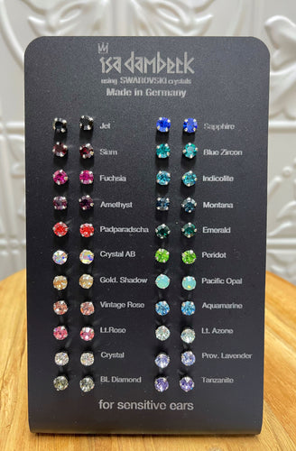 Isa Dambeck Silver Swarovski Stud Earring Assorted Colours