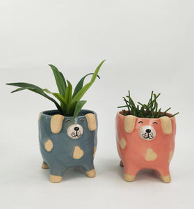 Dog Planter Pink Med 14cm