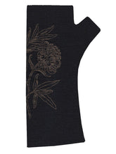Load image into Gallery viewer, Bronze Peony Black Merino Fingerless Gloves