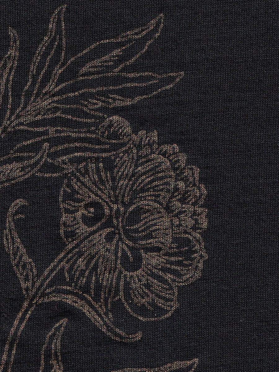 Bronze Peony Black Merino Fingerless Gloves